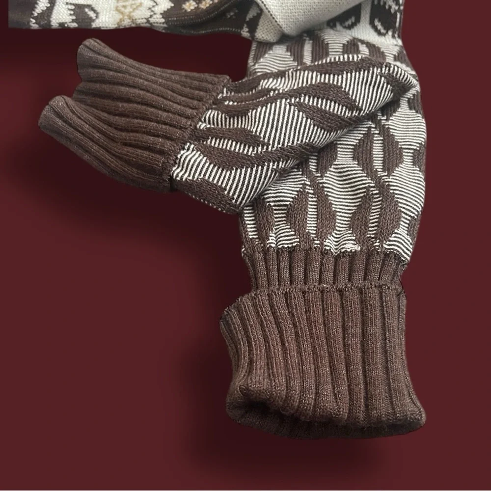 Free People Patterned Brown and Cream Over the Knee Socks NWT!